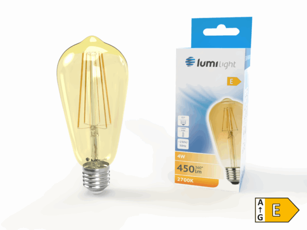 LED FLMG ST64 GOLD E27 4W CIEPŁA LL9182